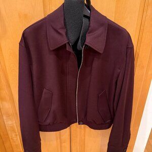 NWT Theory Womens Size S Cropped Track Jacket in Sleek Flannel (Merlot)